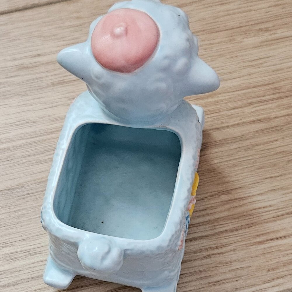 Vintage Ceramic Rocking Lamb Planter/Container - Picture 3 of 6